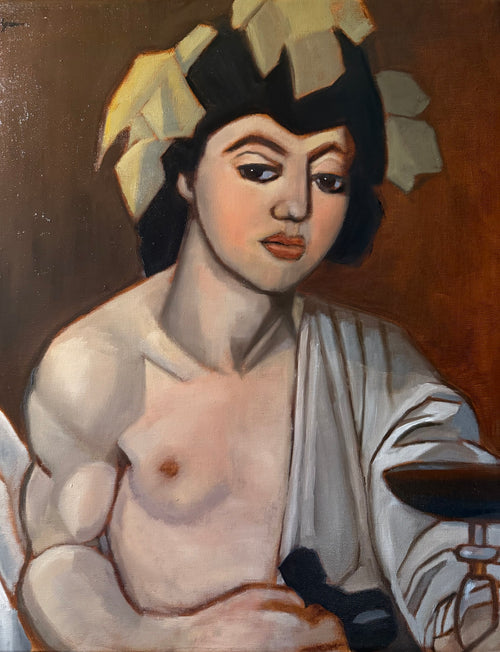 Bacchus, after Caravaggio, oil on canvas painting by Esteban Guerra