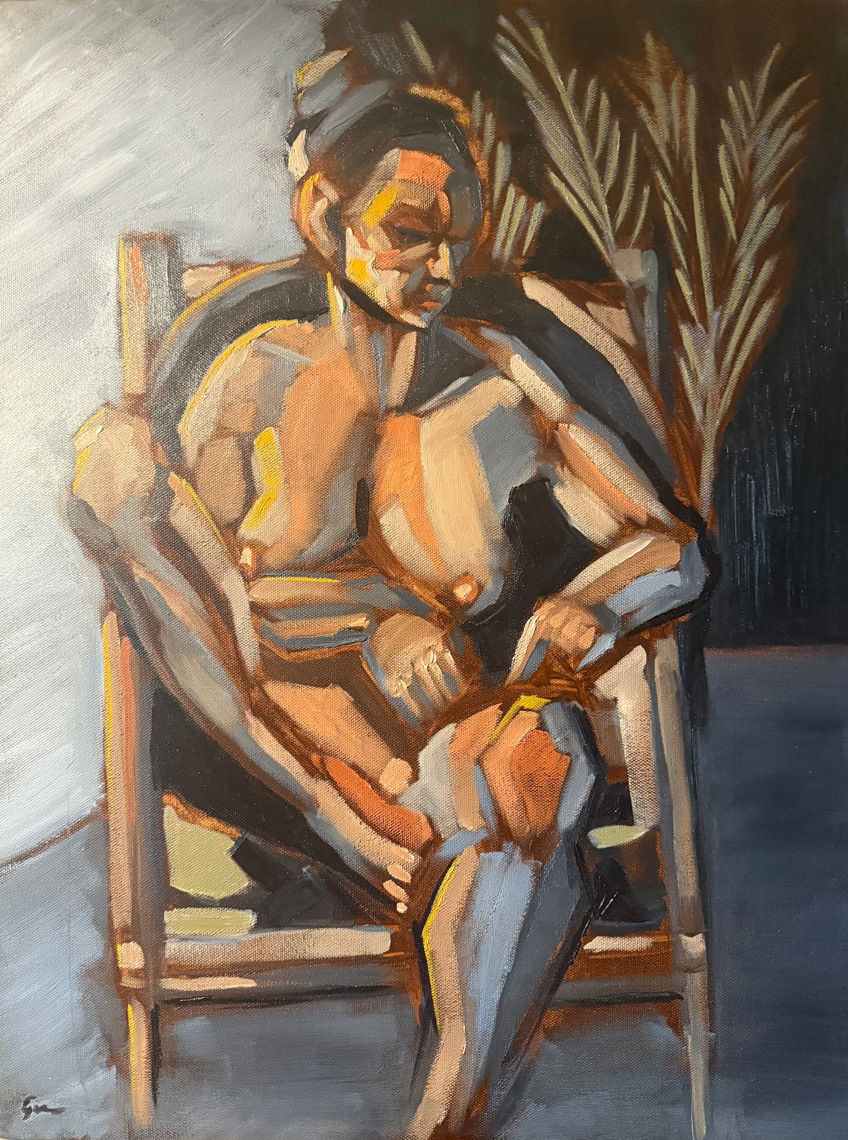 Seated Nude With Palm