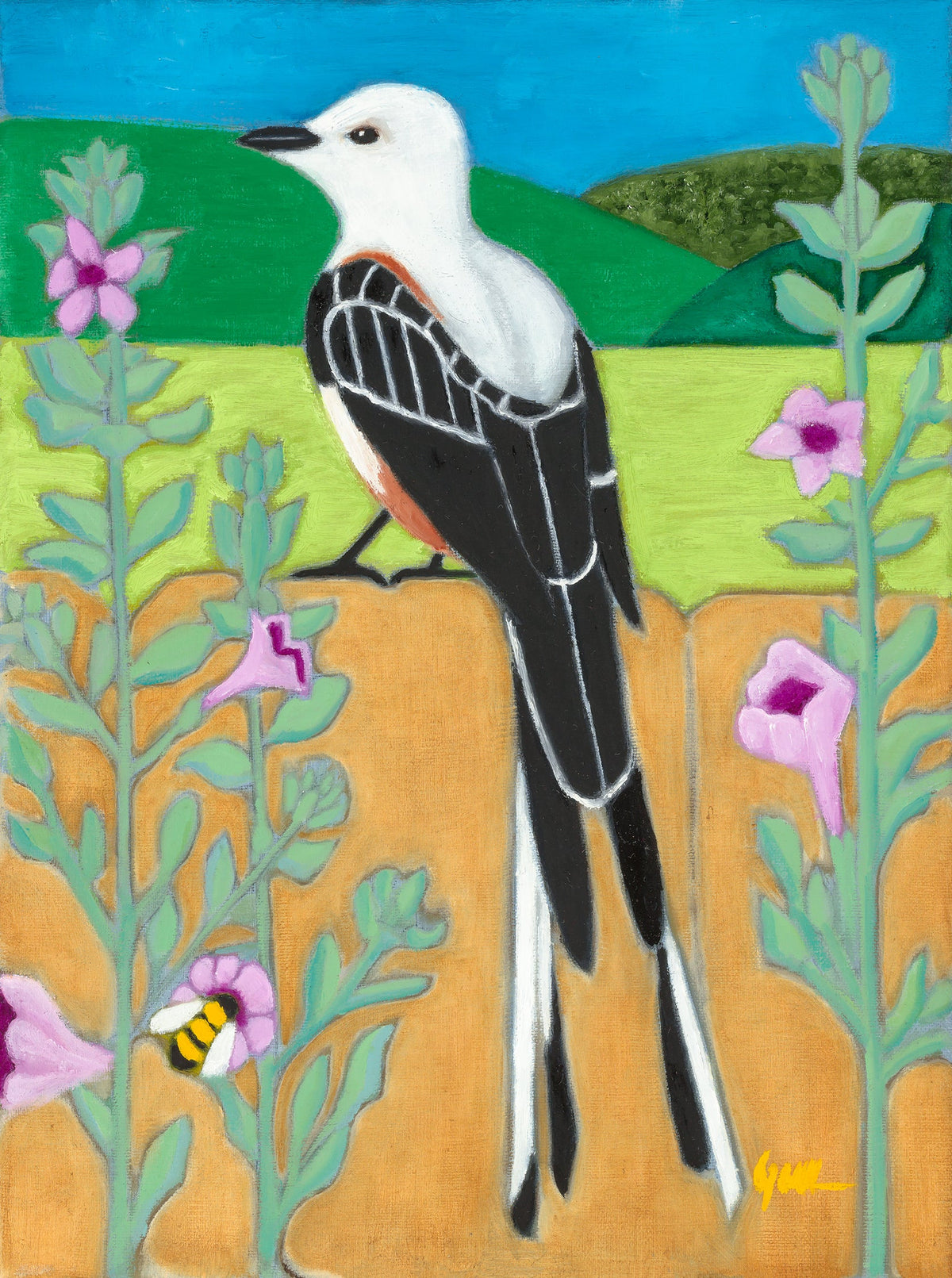 Scissor-tailed Flycatcher by Esteban Guerra, giclée print, 14" H x 11" W