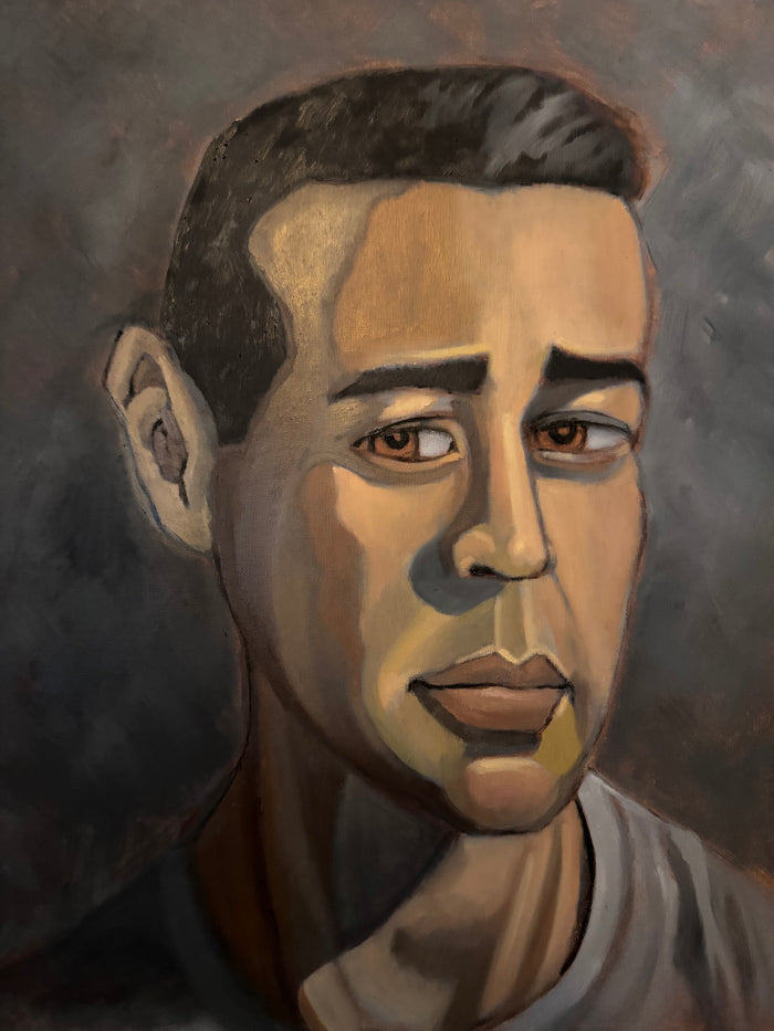 Self Portrait on Black by Esteban Guerra, oil on canvas